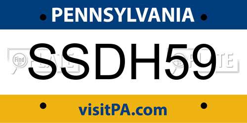 SSDH59 Pennsylvania License Plate
