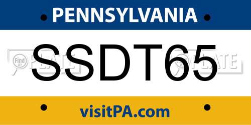 SSDT65 Pennsylvania License Plate
