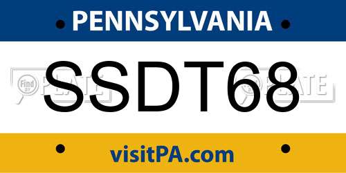 SSDT68 Pennsylvania License Plate