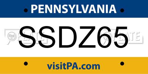 SSDZ65 Pennsylvania License Plate