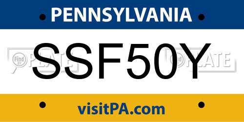 SSF50Y Pennsylvania License Plate