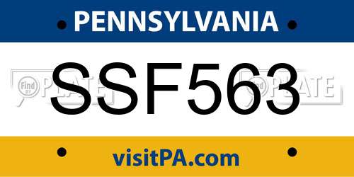 SSF563 Pennsylvania License Plate