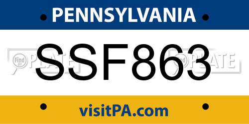 SSF863 Pennsylvania License Plate