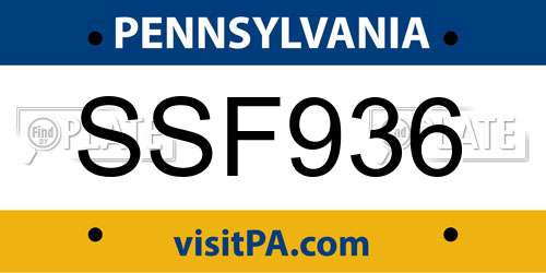 SSF936 Pennsylvania License Plate