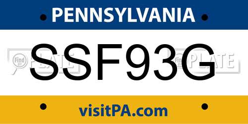 SSF93G Pennsylvania License Plate