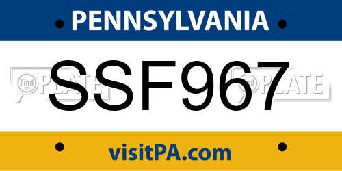 SSF967 Pennsylvania License Plate