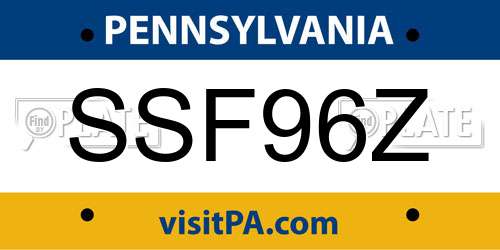 SSF96Z Pennsylvania License Plate