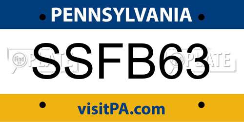 SSFB63 Pennsylvania License Plate