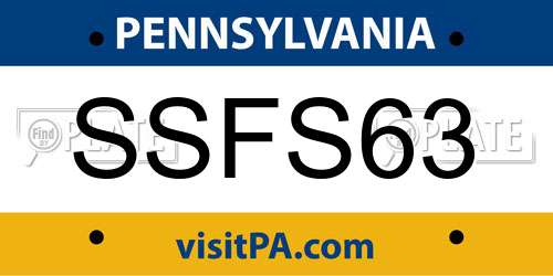 SSFS63 Pennsylvania License Plate