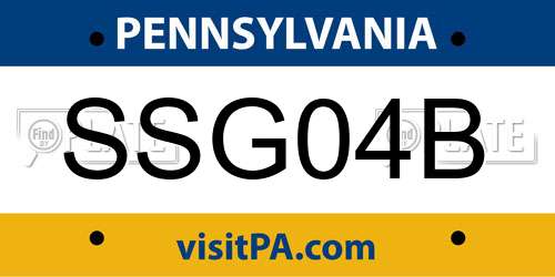 SSG04B Pennsylvania License Plate