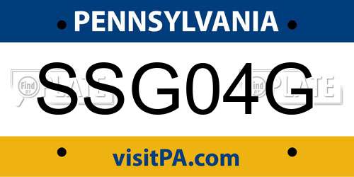 SSG04G Pennsylvania License Plate
