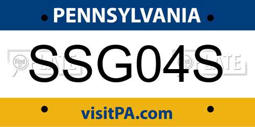 SSG04S Pennsylvania License Plate