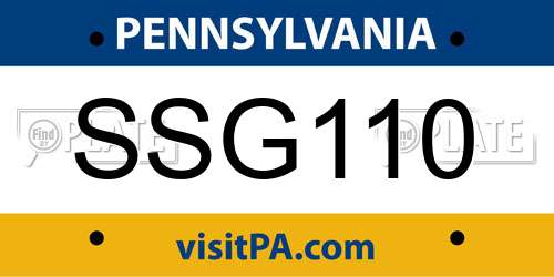 SSG110 Pennsylvania License Plate