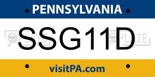 SSG11D Pennsylvania License Plate