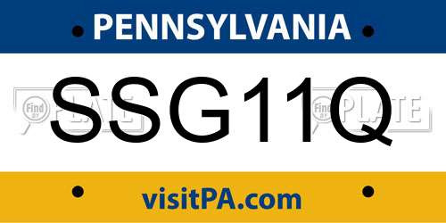 SSG11Q Pennsylvania License Plate