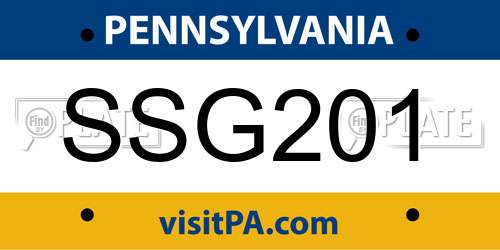 SSG201 Pennsylvania License Plate