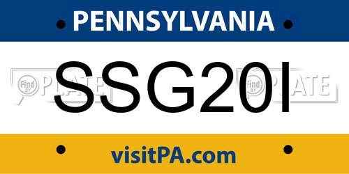 SSG20I Pennsylvania License Plate