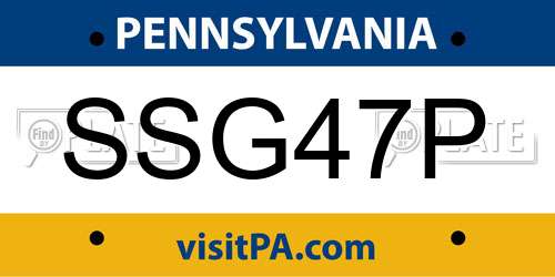 SSG47P Pennsylvania License Plate