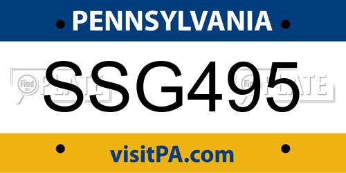SSG495 Pennsylvania License Plate