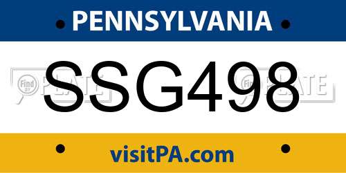 SSG498 Pennsylvania License Plate