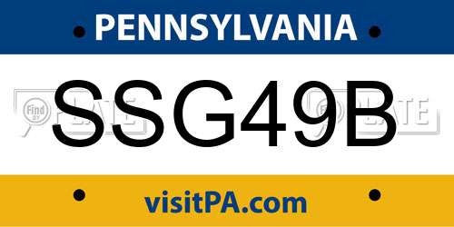SSG49B Pennsylvania License Plate