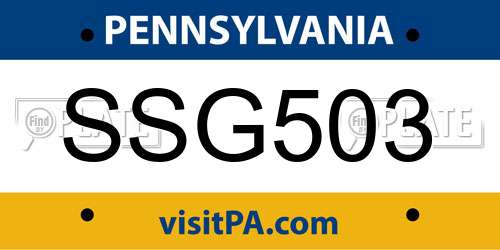 SSG503 Pennsylvania License Plate