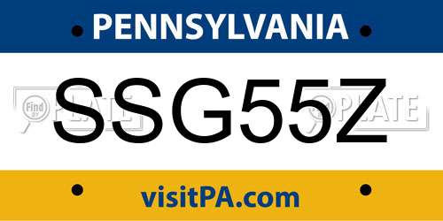 SSG55Z Pennsylvania License Plate