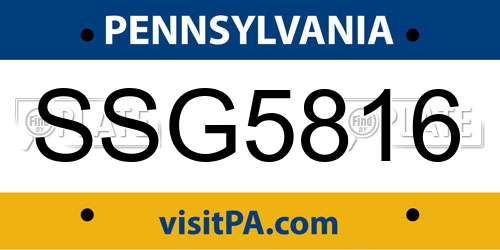 SSG5816 Pennsylvania License Plate