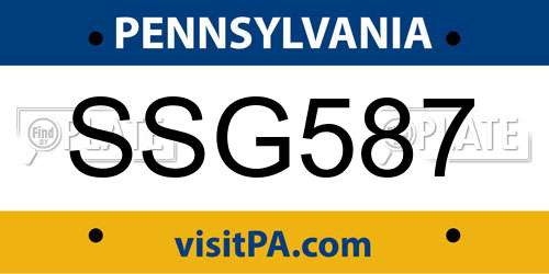 SSG587 Pennsylvania License Plate