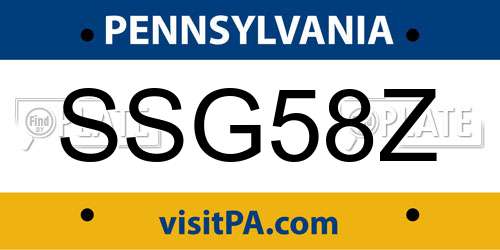 SSG58Z Pennsylvania License Plate