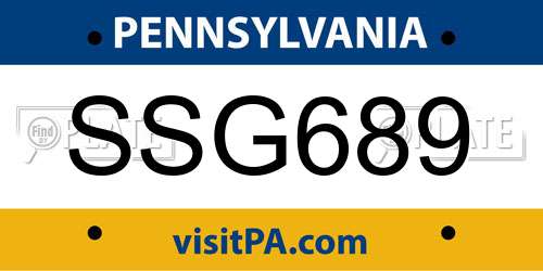 SSG689 Pennsylvania License Plate