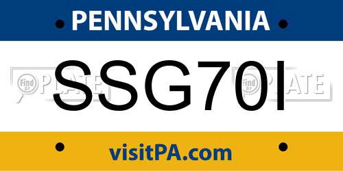 SSG70I Pennsylvania License Plate