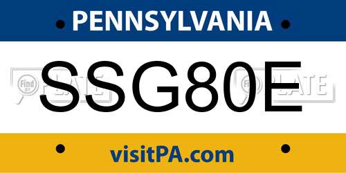SSG80E Pennsylvania License Plate
