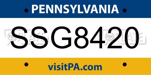 SSG8420 Pennsylvania License Plate