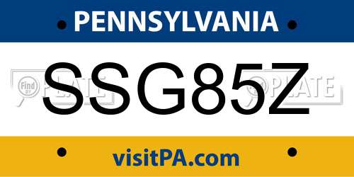 SSG85Z Pennsylvania License Plate