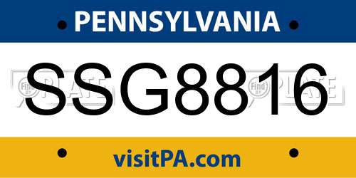 SSG8816 Pennsylvania License Plate