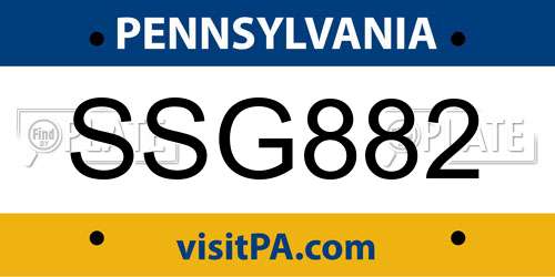 SSG882 Pennsylvania License Plate