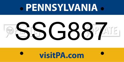 SSG887 Pennsylvania License Plate
