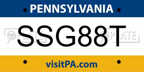 SSG88T Pennsylvania License Plate