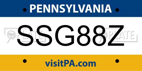 SSG88Z Pennsylvania License Plate