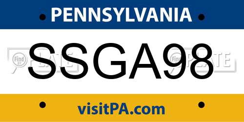 SSGA98 Pennsylvania License Plate