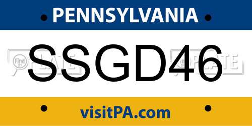 SSGD46 Pennsylvania License Plate