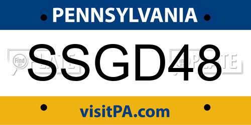 SSGD48 Pennsylvania License Plate
