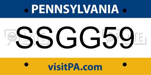 SSGG59 Pennsylvania License Plate