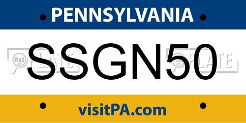 SSGN50 Pennsylvania License Plate