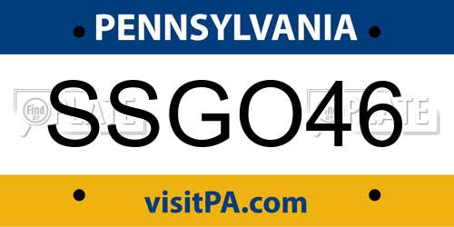 SSGO46 Pennsylvania License Plate