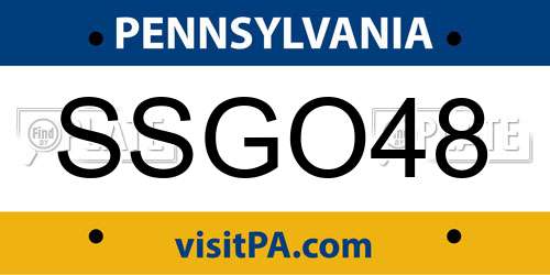 SSGO48 Pennsylvania License Plate