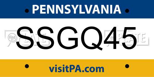 SSGQ45 Pennsylvania License Plate