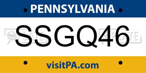 SSGQ46 Pennsylvania License Plate