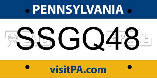 SSGQ48 Pennsylvania License Plate